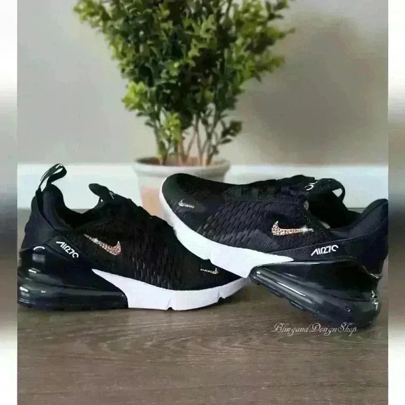 Womens Nike Air Max 270 Sneakers Shoes made with Rose Gold Swarovski Crystals - Picture 3 of 8